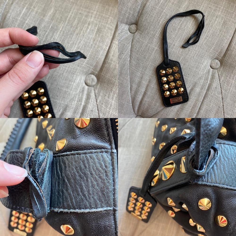 SOLD Be&D Garbo Studded Lamb Leather Satchel - Picture 12 of 15